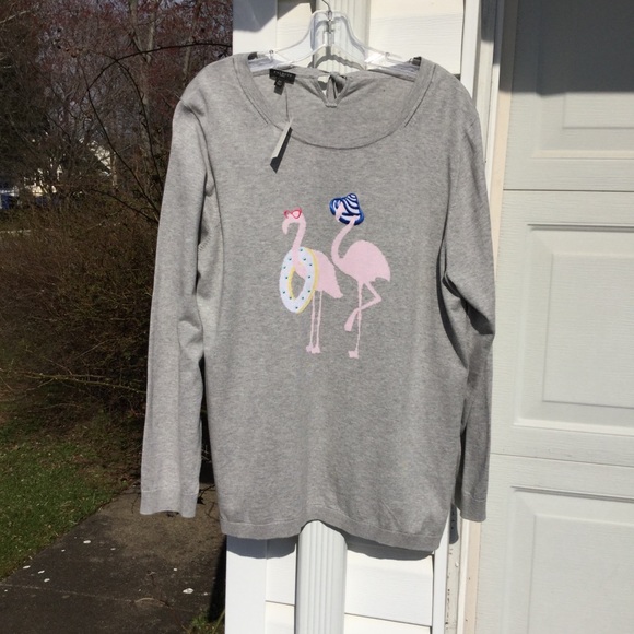 NWT Talbots Fun Gray Beach Bound Pink Flamingos - Picture 5 of 5